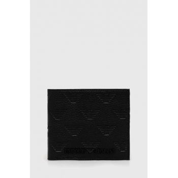 Emporio Armani portofel de piele barbati, culoarea negru