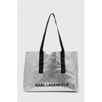 Karl Lagerfeld geanta de bumbac culoarea argintiu