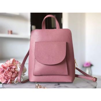 Rucsac violet pink piele naturală tip geanta Alexander