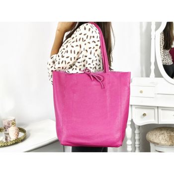 Geantă shopper fuchsia piele naturală Bonnie