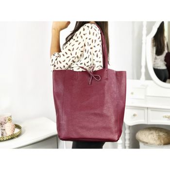 Geantă shopper magenta piele naturală Bonnie