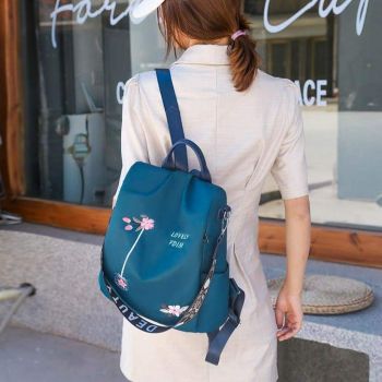 Rucsac albastru închis anti-furt material textil Sakura