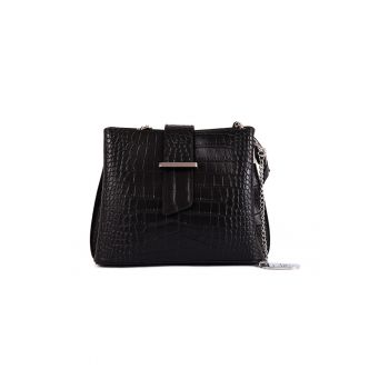 Geanta crossbody de piele cu model piele de reptila Olivia