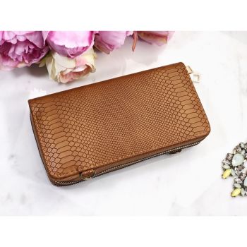 Portofel caramel piele eco tip clutch Lora