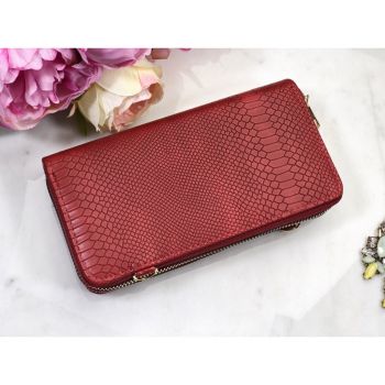 Portofel roșu piele eco tip clutch Lora