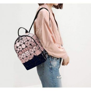 Mini rucsac roz geometric piele eco Galaxia