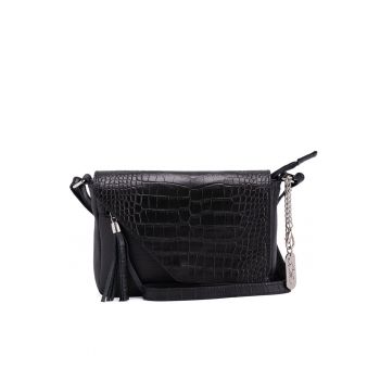 Geanta crossbody de piele cu aspect de piele de crocodil