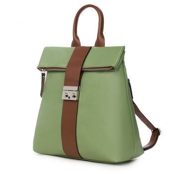 Rucsac din piele naturala Manuel verde fistic de firma original