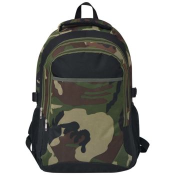 vidaXL Rucsac pentru școală 40 L, negru și camuflaj