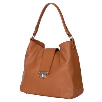 Geanta piele naturala Loredana cognac