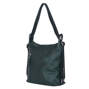 Geanta rucsac 2-in-1 din piele naturala Alesandra verde la reducere