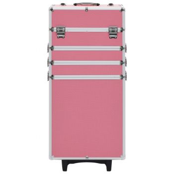 vidaXL Troler de cosmetice, roz, aluminiu