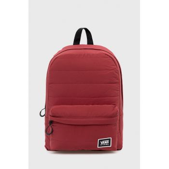 Vans Rucsac femei, culoarea rosu, mare, material neted