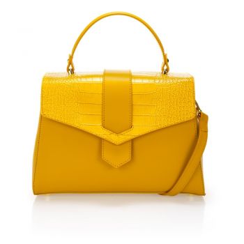 Geantă din piele Federica Bassi Marta, galben Geantă din piele Federica Bassi Marta, galben