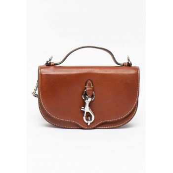 Geanta crossbody de piele cu cusaturi contrastante Megan Half Moon