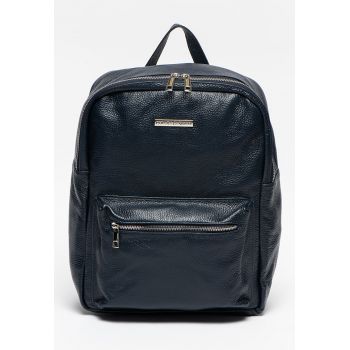 Rucsac de piele cu buzunar exterior cu fermoar