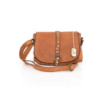 Geanta crossbody din piele cu aplicatii metalice Luigia
