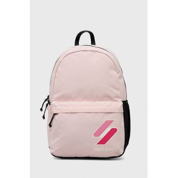 Superdry Rucsac bărbați, culoarea roz, mare, cu imprimeu