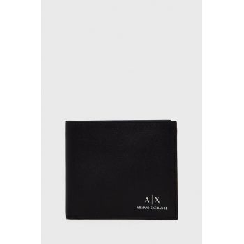 Armani Exchange portofel de piele barbati, culoarea negru