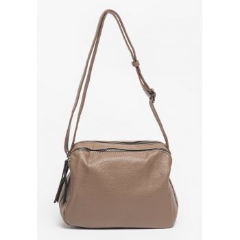 Geanta crossbody de piele ecologica cu buzunar exterior cu fermoar