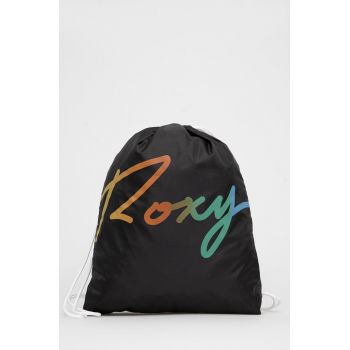 Roxy rucsac culoarea negru, cu imprimeu