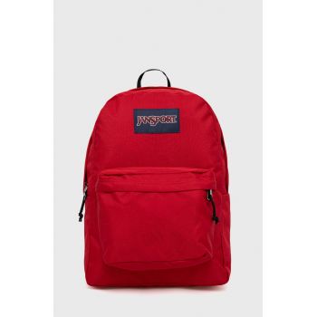 Jansport rucsac culoarea rosu, mare, neted ieftin