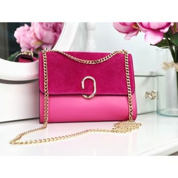 Geantă fuchsia piele naturală tip clutch Brenda