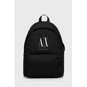 Armani Exchange rucsac barbati, culoarea negru, mare, cu imprimeu