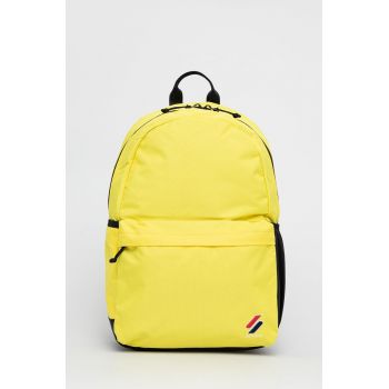 Superdry rucsac femei, culoarea galben, mare, neted