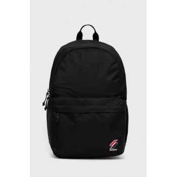 Superdry rucsac femei, culoarea negru, mare, neted