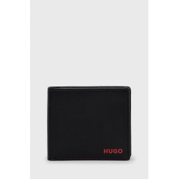 HUGO portofel de piele barbati, culoarea negru