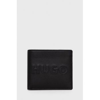 HUGO portofel de piele barbati, culoarea negru