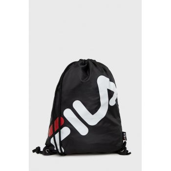 Fila rucsac culoarea negru, cu imprimeu de firma original