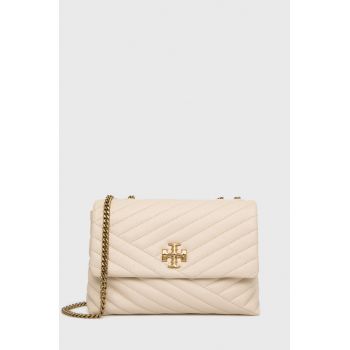 Tory Burch poseta de piele culoarea bej