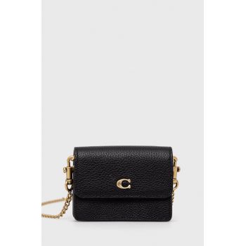 Coach portofel de piele culoarea negru