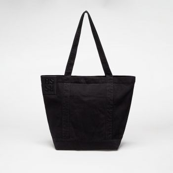 RAF SIMONS Small Denim Tote Bag With Leather Badge Black