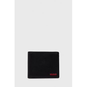 HUGO portofel de piele barbati, culoarea negru