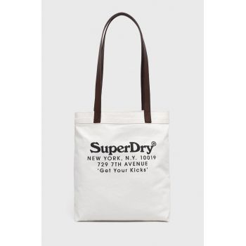 Superdry geanta culoarea alb