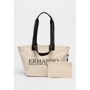 Geanta shopper cu imprimeu logo Mary