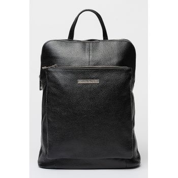 Rucsac convertibil de piele cu buzunare cu fermoar - Negru