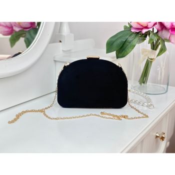 Poșetă clutch neagră cu auriu Bijoux