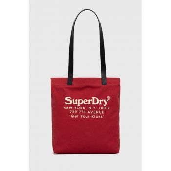 Superdry geanta culoarea rosu