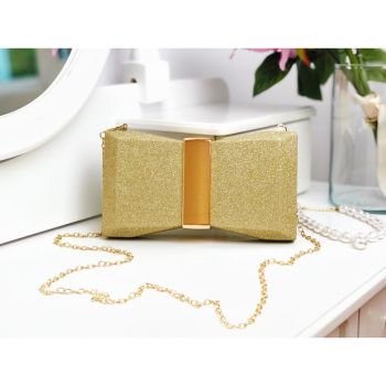 Poșetă clutch gold strălucitoare Glitter Bow