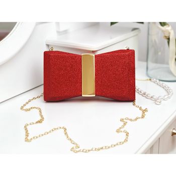 Poșetă clutch roșie strălucitoare Glitter Bow