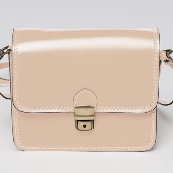 Geanta crossbody bej deschis din piele naturala tip postas