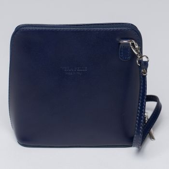 Geanta crossbody, bleumarin din piele naturala ieftina