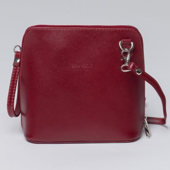 Geanta crossbody, bordo, din piele naturala ieftina