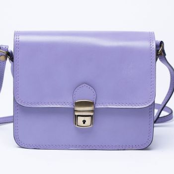 Geanta crossbody din piele naturala, tip postas, lila