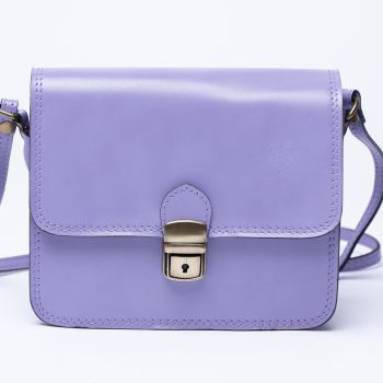 Geanta crossbody din piele naturala, tip postas, lila ieftina