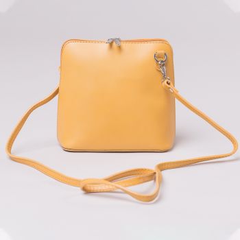 Geanta crossbody, galbena, din piele naturala